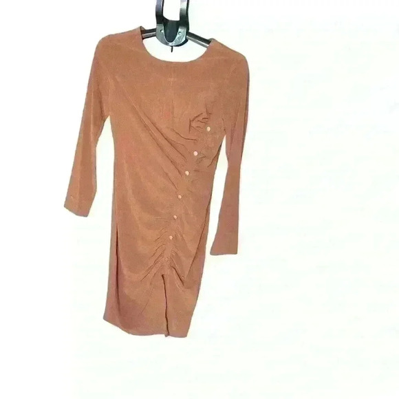 City Studios Juniors' Ruched Button-Front Dress Brown Size M NWOT - Picture 1 of 4